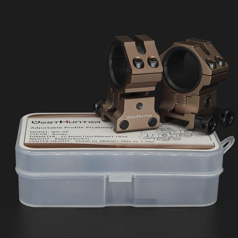 WestHunter Optics Adjustable Height Picatinny Scope Rings, 1 Inch 30 mm Precision Scope Mount | 6 Colors - Image 5